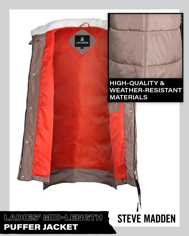 Steve Madden Women's Puffer Parka,Sand,X-Large - Image 2